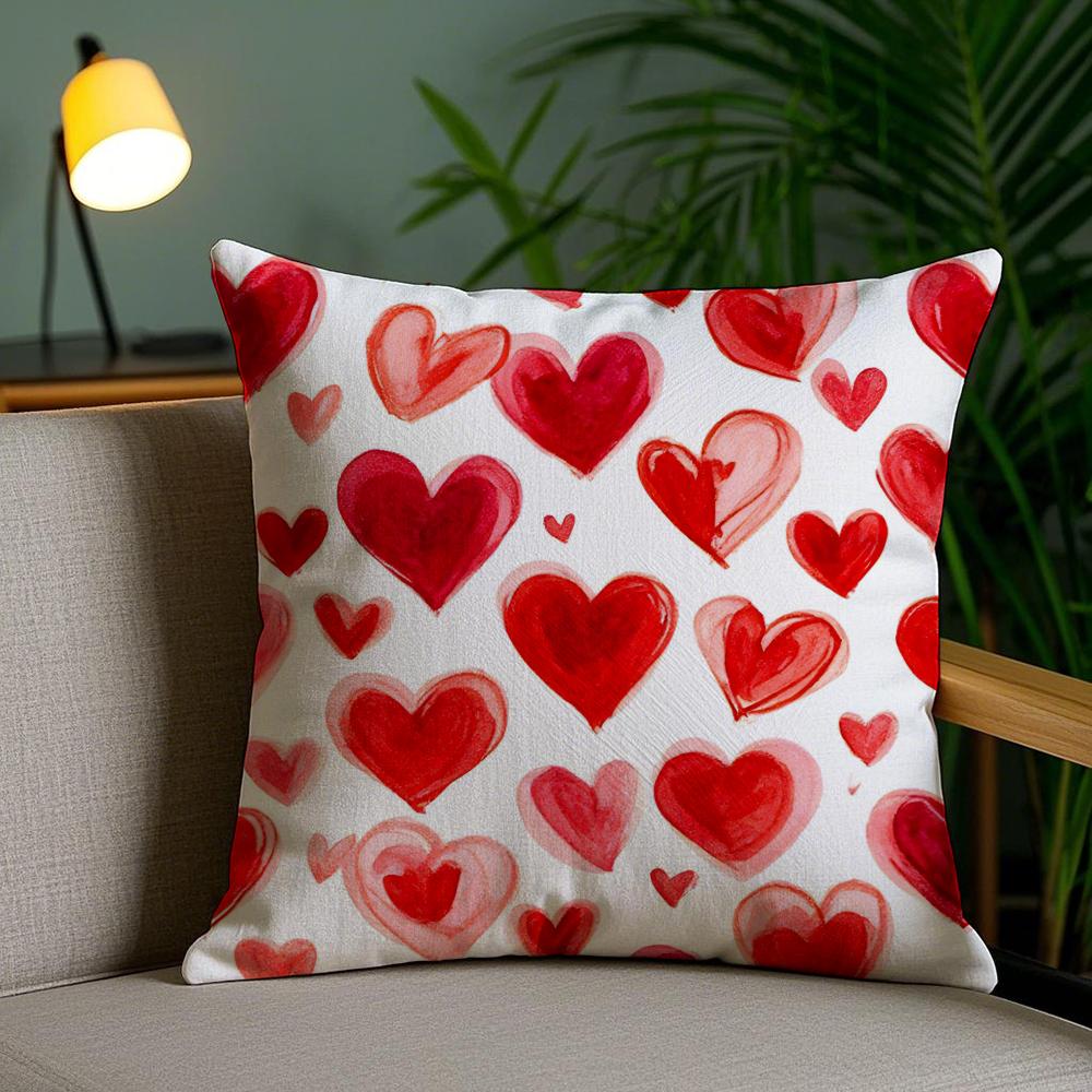 Pink Love Cushion Cover Soft Short Plush Double-Sided Printing Home Decor Machine Washable Pillow Case Gift