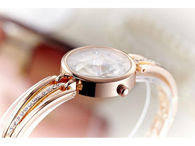 Echte Damen Strass Stahlband Runde Uhr - Koreanischer Stil Studentenmode