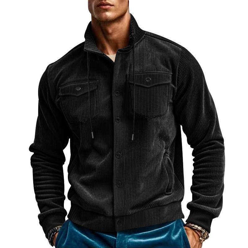 Autumn and Winter Jacket Men's Corduroy Lapel Jacket Men's New American Retro Multi-pocket Tooling Jacket