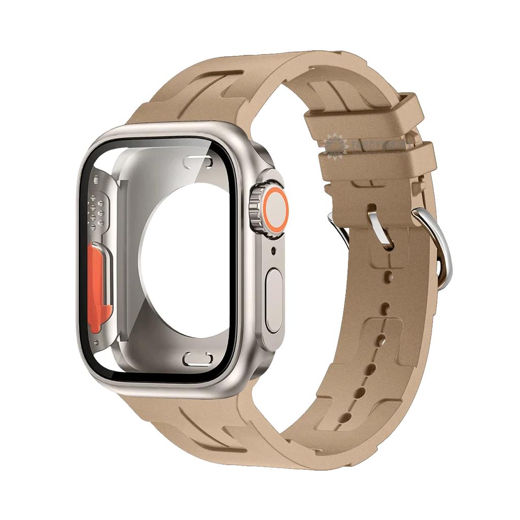 Original Silicone Band &Change To Ultra Case For Apple Watch 9 8 7 6 SE 5 4 Strap For iWatch Series 44mm 45mm 42mm 41mm Bracelet