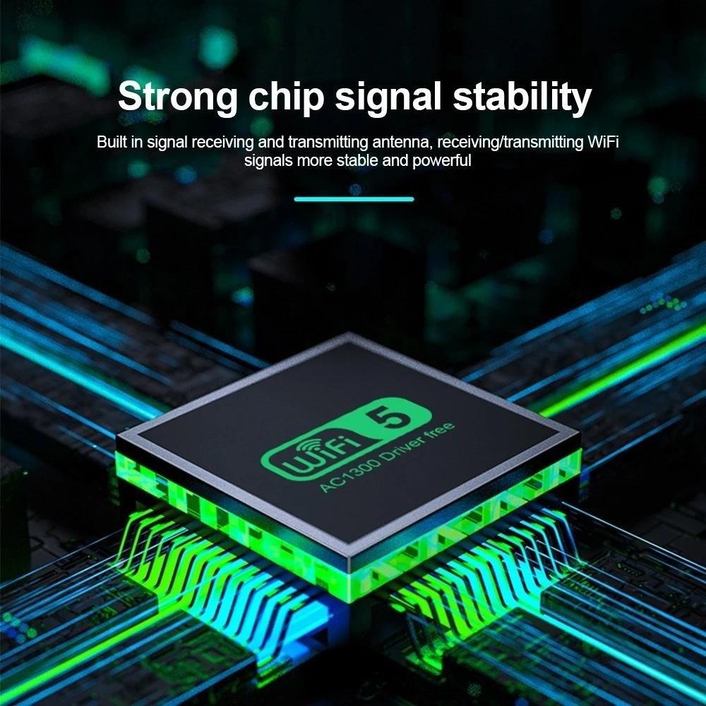 4 Antenna Design 1300Mbps WiFi Dongle Wireless Network Card  For Computer/PC/Tablet