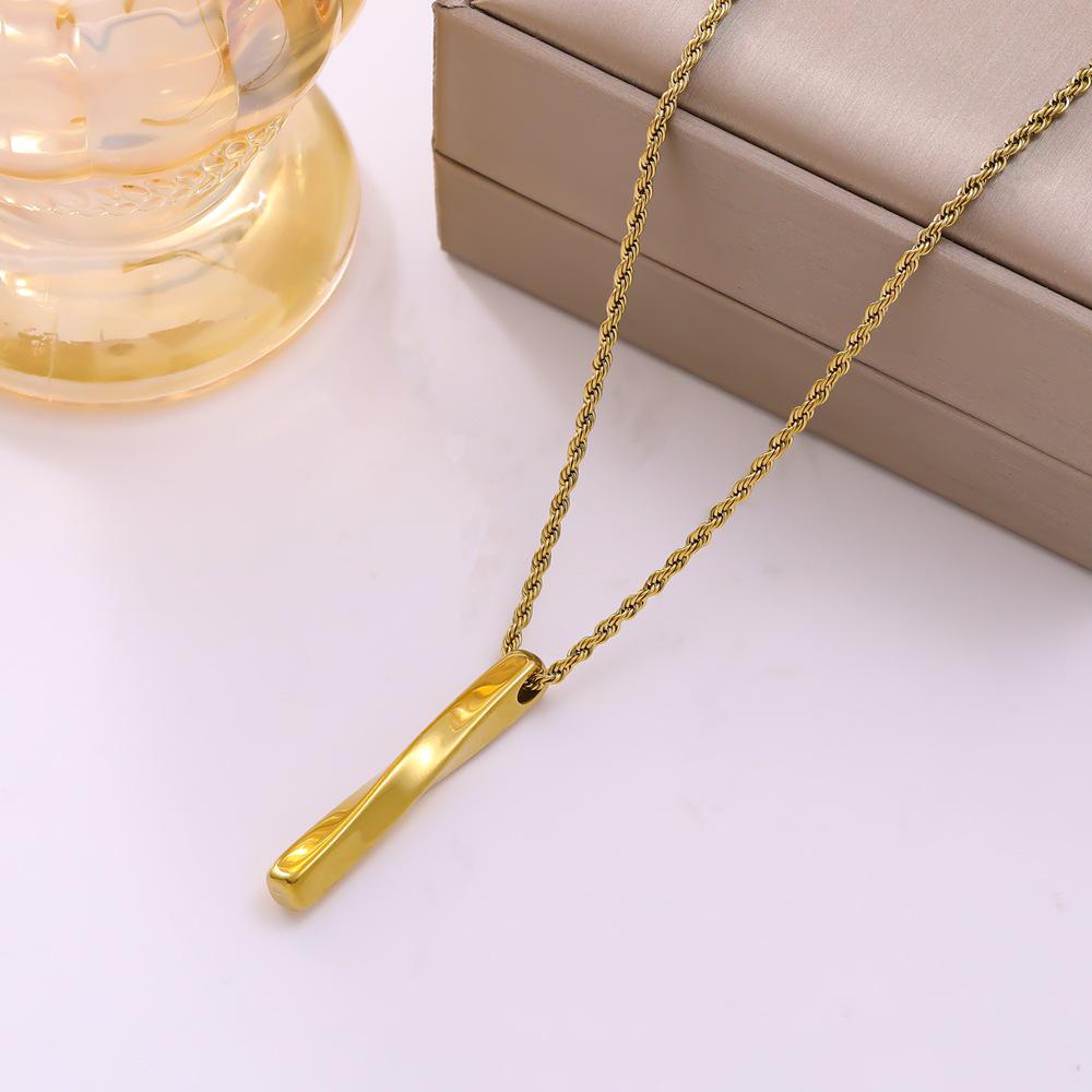 Cross-border Spiral Long Bar Titanium Steel Couple Necklace - Hip Hop Ins Cold Style