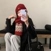 Plush Jacquard Knitted Scarf Thicken Fair Isle Style Shawl Retro Winter Cashmere Scarves  Women/Men