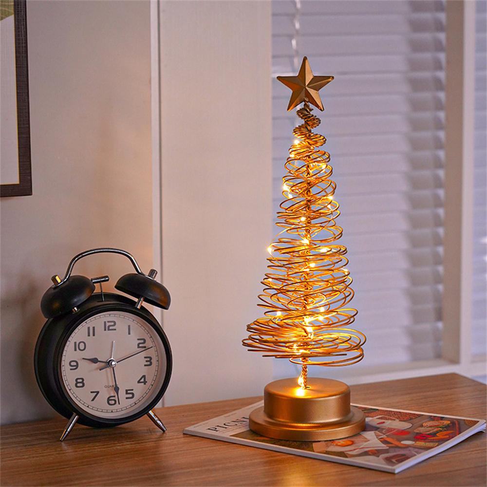 

Table Top Tree LED Desk Lamp Battery Operated Christmas Tree Iron Lights Home Party Decor White