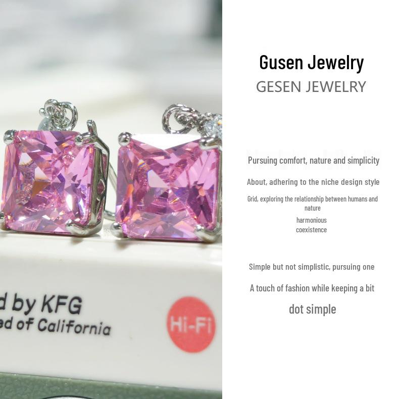 Gethin Jewelry Korean Fashion Zircon Square Earrings for Women - Simple Design
