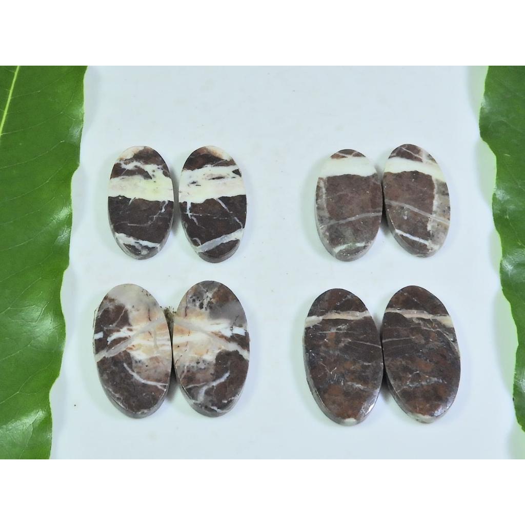12X24-12X24MM Natural Zebra Jasper Match Pair Oval Loose Gemstone 4Pair Lot A-158