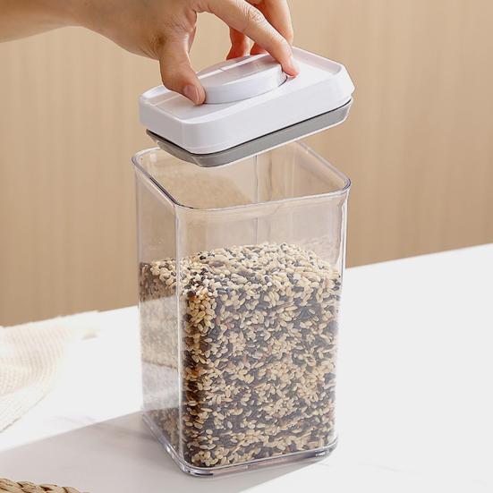 Airtight Food Container with Pop Lid Stackable Kitchen Pantry Organizer One Button Opening Flour Sugar Container for Cereal Rice Flour Pasta Snacks