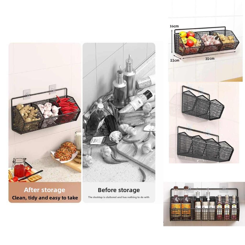 Modern Simple Metal Wall Mount Herb Storage Basket For Kitchen Organization