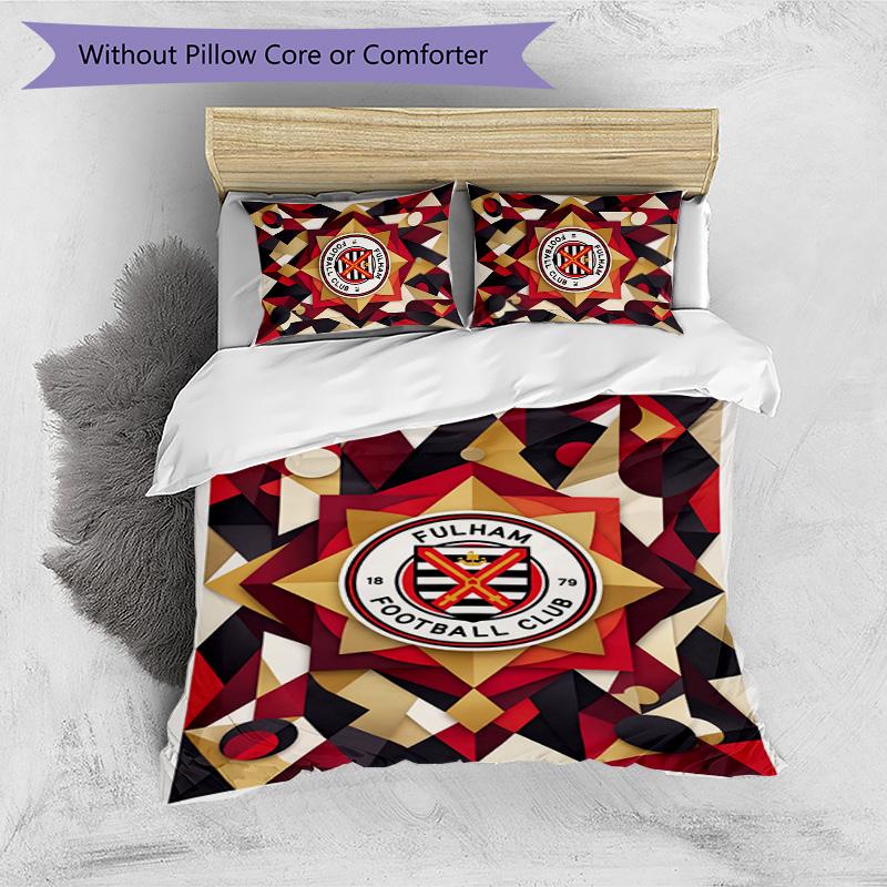 Set Lenzuola Fulham Calcio Stampato 3 Pezzi, Comodo Set Copripiumino per Camera da Letto Amico della Pelle
