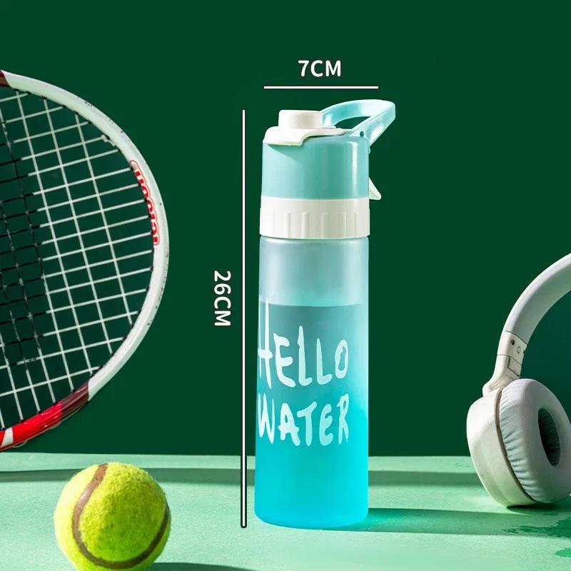 

650ml Spray Water Bottle Outdoor Sport Fitness Water Cup Large Capacity Spray Bottle BPA Free Drinkware Travel Bottles 650ML