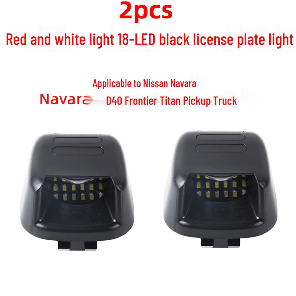 Nissan Navara D40 Titan 2007-2019 18-LED License Plate Light, Black, 2-Piece, Red/White