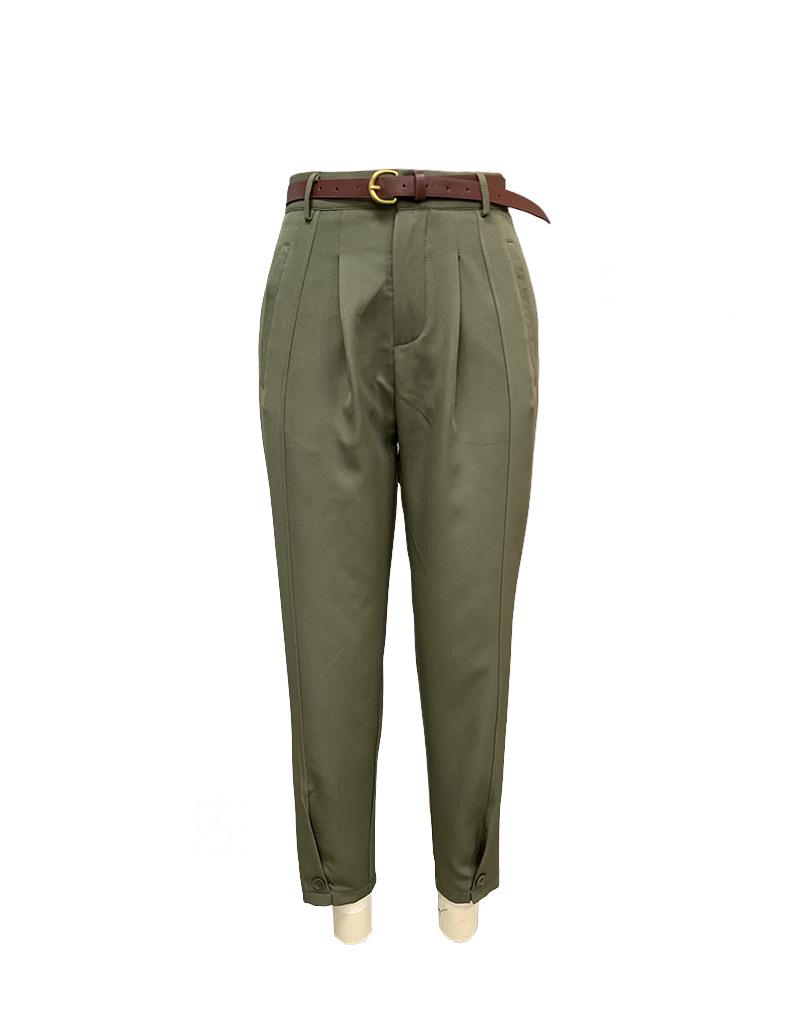 FD1541 Moda Damska: Gładkie Spodnie Garniturowe o Luźnym Kroju z Wysokim Stanem Długości 7/8 na Wiosnę i Jesień 2024