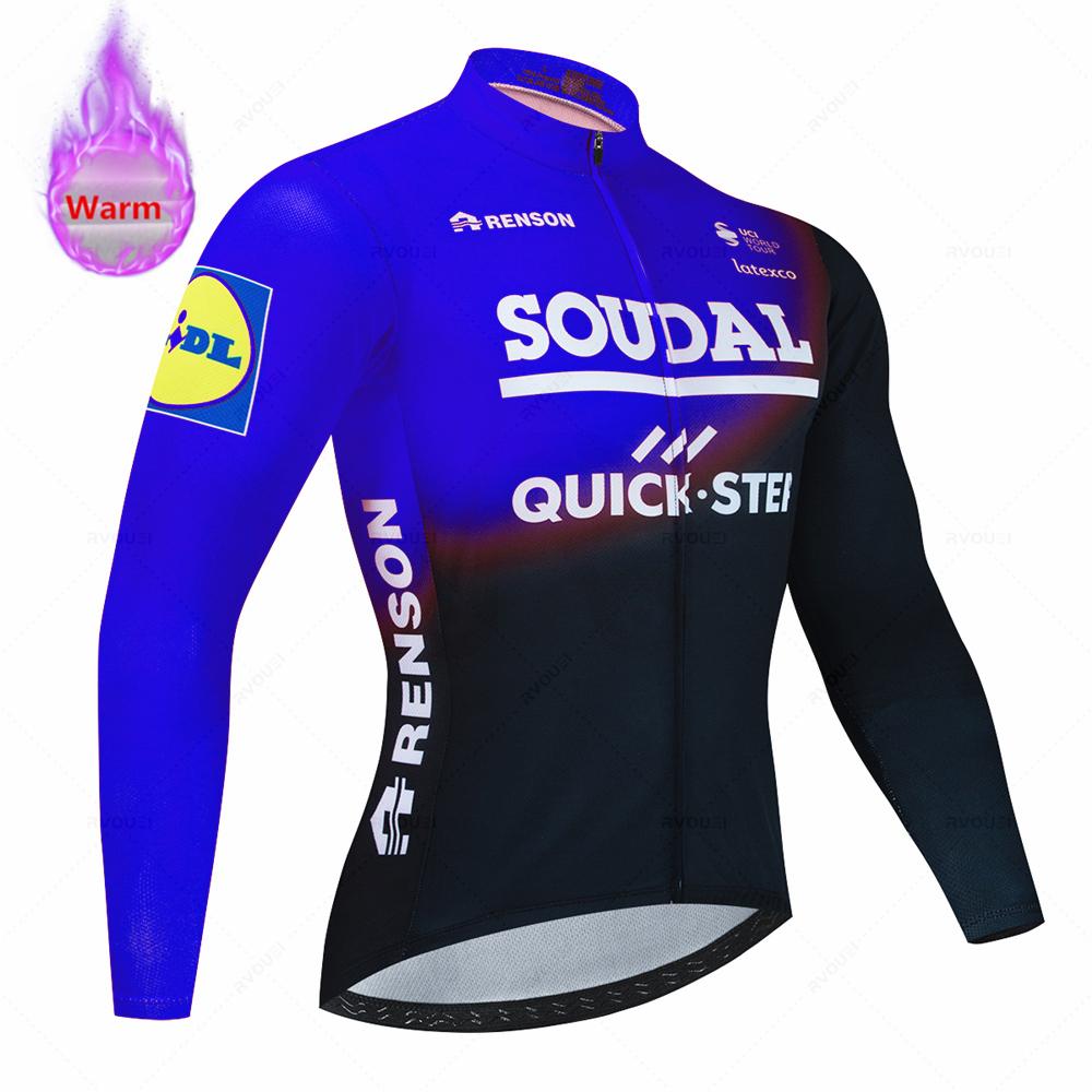 Soudal Quick Step 2026 Zimní cyklistický dres Termo fleecové cyklistické oblečení MTB Bicicleta Set Oblečení na cyklistiku Triathlon Cyklistický oblek