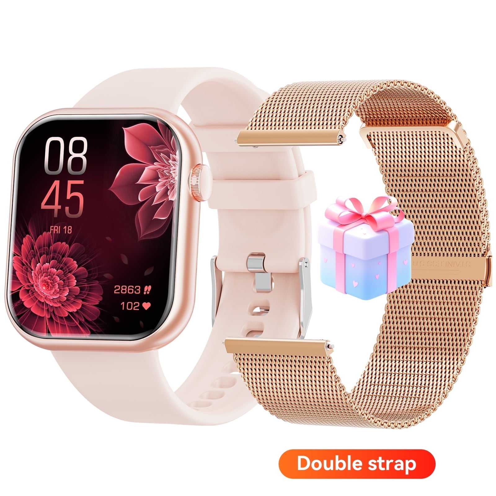 

Розумний годинник для жінок та чоловіків зі 100 спортивними режимами/дзвінками через Bluetooth, водонепроникним фітнес-трекером IP67, трекером руху 1.85 золотий