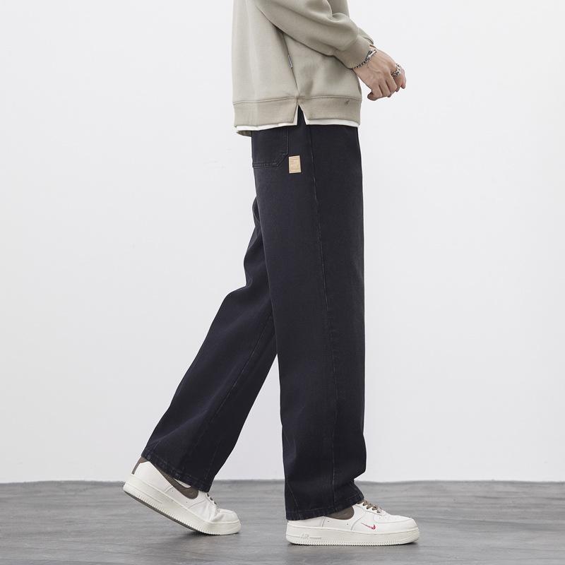 New Spring Style High Street Straight Wide-leg Jeans American Casual Long Pants for Boys