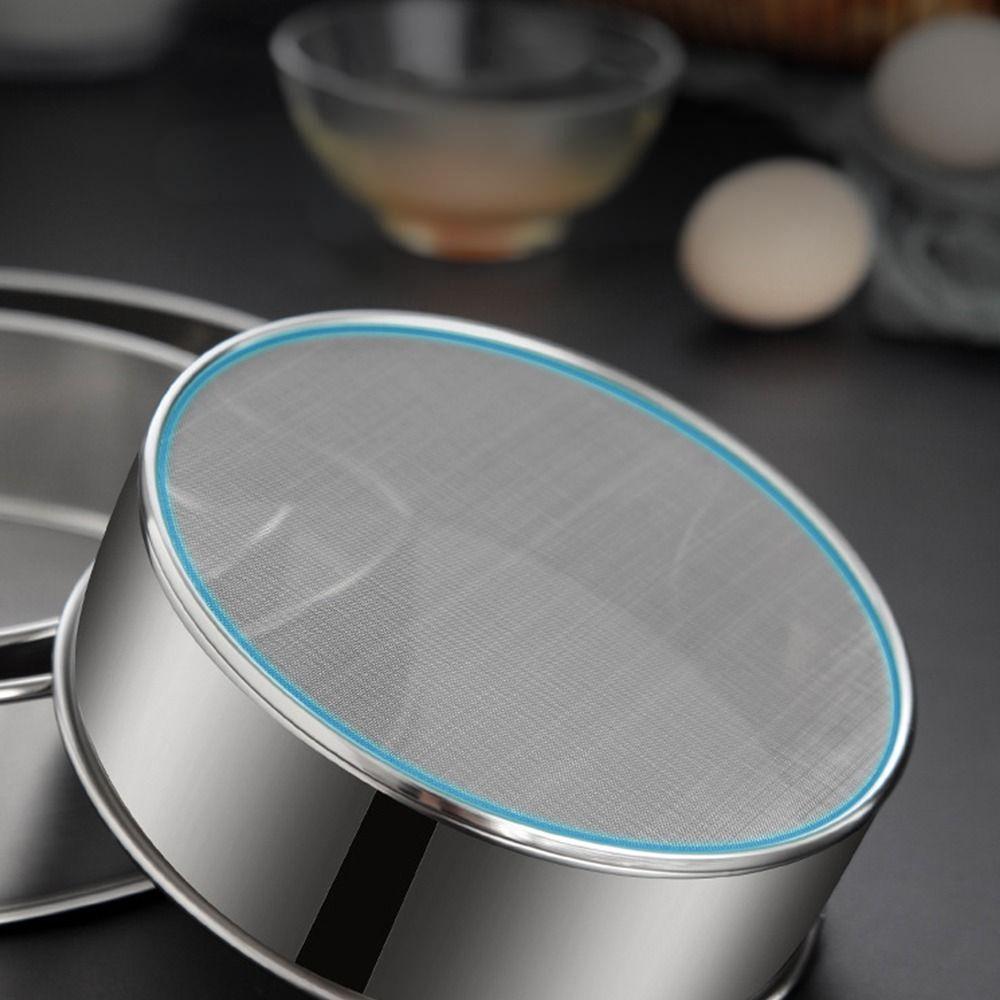 Silver Flour Sieve Round Flour Sifting Sieve Household Handhold Strainer Sifters  Kitchen Supplies
