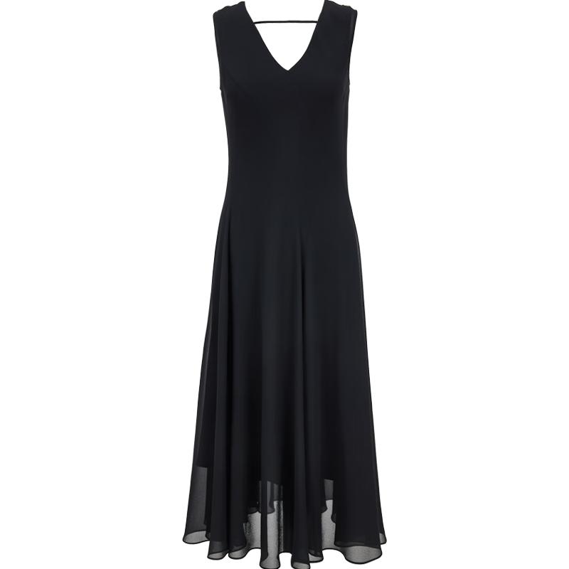 

VEROMODA 2025 Autumn V-Neck Cutout Back A-Line Little Black Dress L