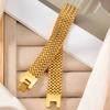 Men Stainless Steel Wide Mesh Chain Bracelet Gold Plated Woven Pattern Bangle Luxury Italian Style Jewelry Gift Valentine's Day