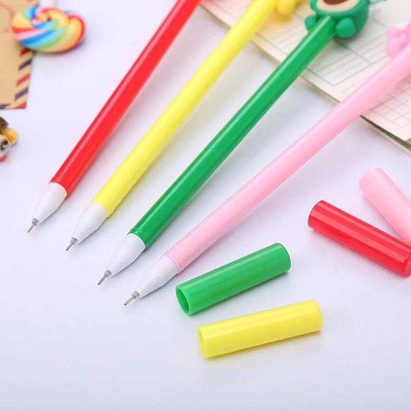 4 Pcs Fruit Face Gel Pens Cartoon Shape Writing Tools Comfortable Grip Kids Stationery School Office Supplies