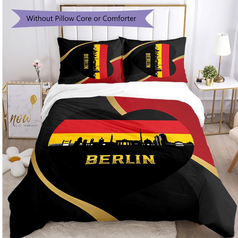 Germany Football Printed Bedding 3 Piece Set Cozy Breathable Bed Cover Set As Housewarming Holiday Gift