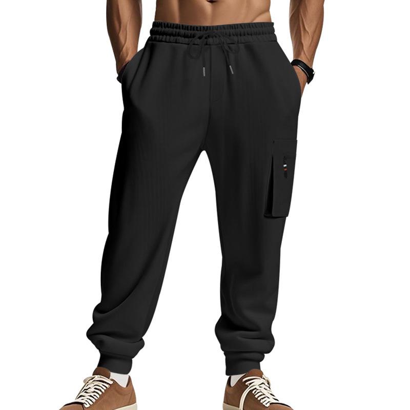 Men's trousers men's summer sports multi-pocket zip workwear elastic Slim drawstring casual sweatpants