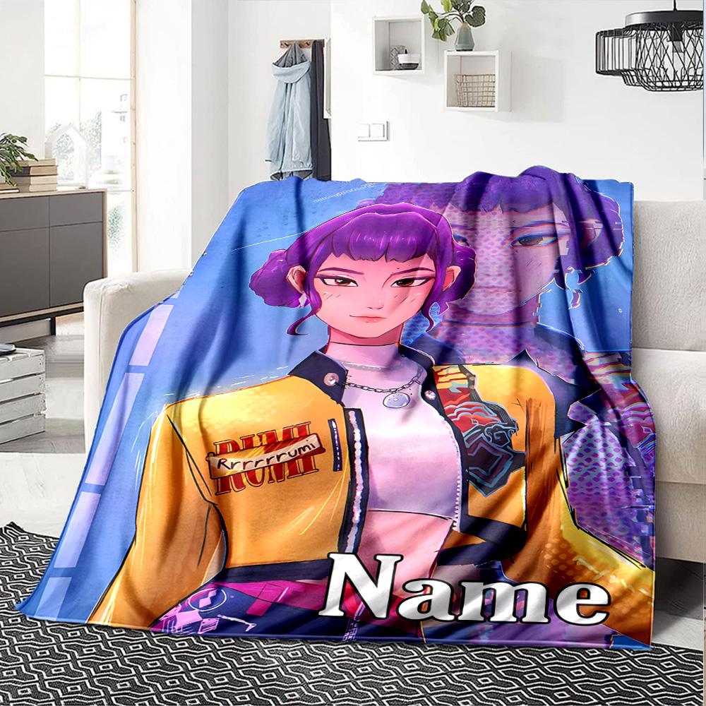 Customizable KPop Demon Hunters51 Throw Blanket – Personalized Name, All-Season Cozy Snug Blanket, Machine Washable, Personalized Blanket