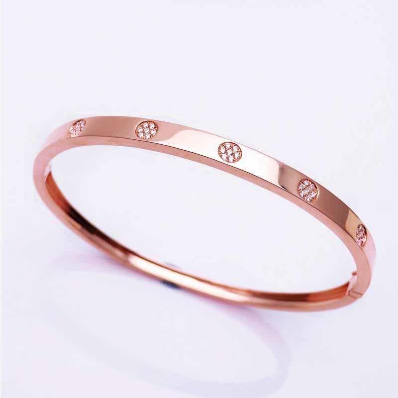 Purple Gold High-End Exquisite Color Gold Plated Rose Gold Luxury Inlaid Zircon Bracelet Women S Model