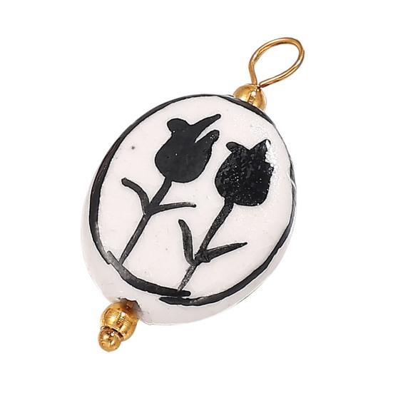 Handmade Ceramic Necklace Pendant, Star Fish Flower Charms with Golden Plated Findings, Ocean Theme Charms for DIY Earring Bracelet Jewelry Making