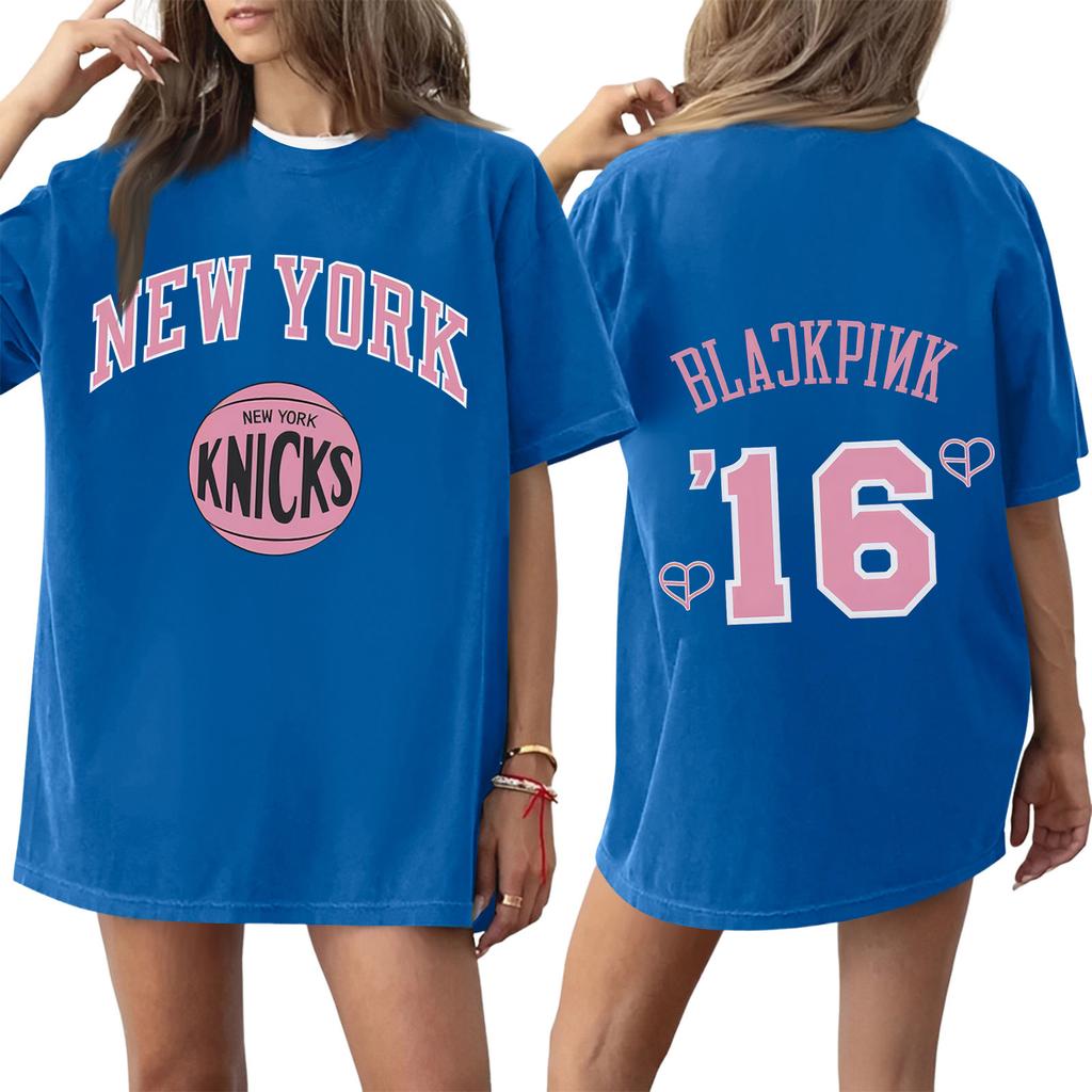 Damski T-shirt z krótkim rękawem i nadrukiem z okrągłym dekoltem