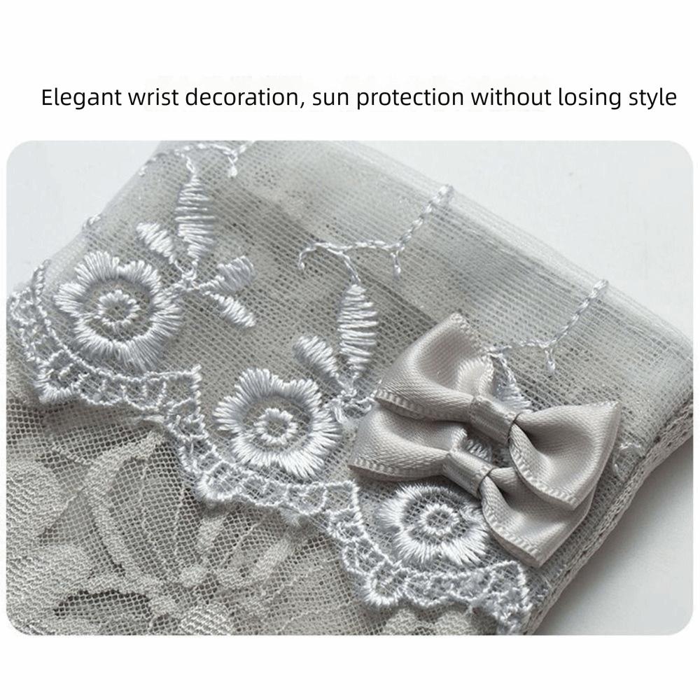 Lace Sunscreen Gloves Anti-Slip Touch Screen Gloves Elegant Ice Silk Glove  Outdoor
