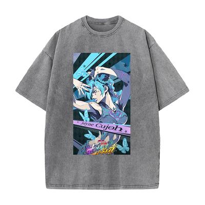 Jolyne Cujoh JoJo's Bizarre Adventure Clothing Men Women Manga T-shirts Vintage Washed T Shirt Casual Cotton Tee Harajuku Tshirt