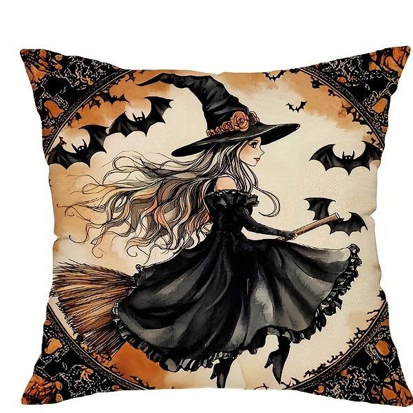 Spooky Halloween Pillowcases: Witch, Owl, Cat & Haunted House Designs! Sofa Cushion Cover Holiday Party Decoration Gift