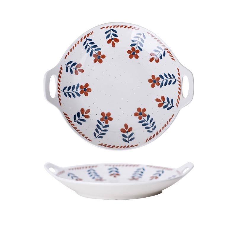 Japanese Retro Underglaze Ceramic Dishes Tableware Set Bowl Noodle Bowl Soup Bowl Vegetable Plate Western Food Bowl Light Luxury Retro