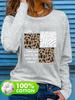 Spring and Autumn Women's 100% Cotton Fashion Casual Loose Butterfly Pattern Print Round Neck Long Sleeve T-shirt Base Shirt