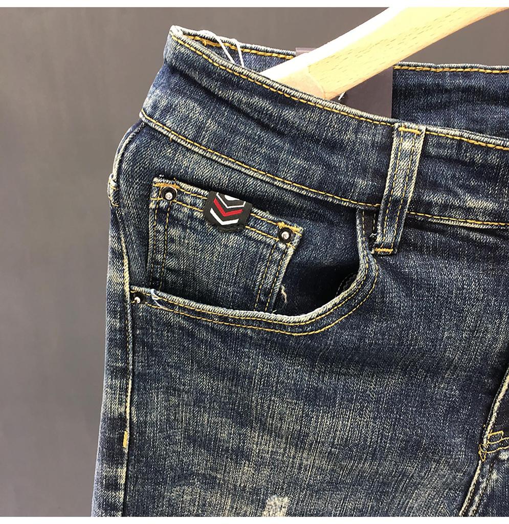 Męskie dżinsy 2024 Slim Fit Washed - Modny styl koreański, Pasujące do wszystkiego, Długość dziewięciocalowa