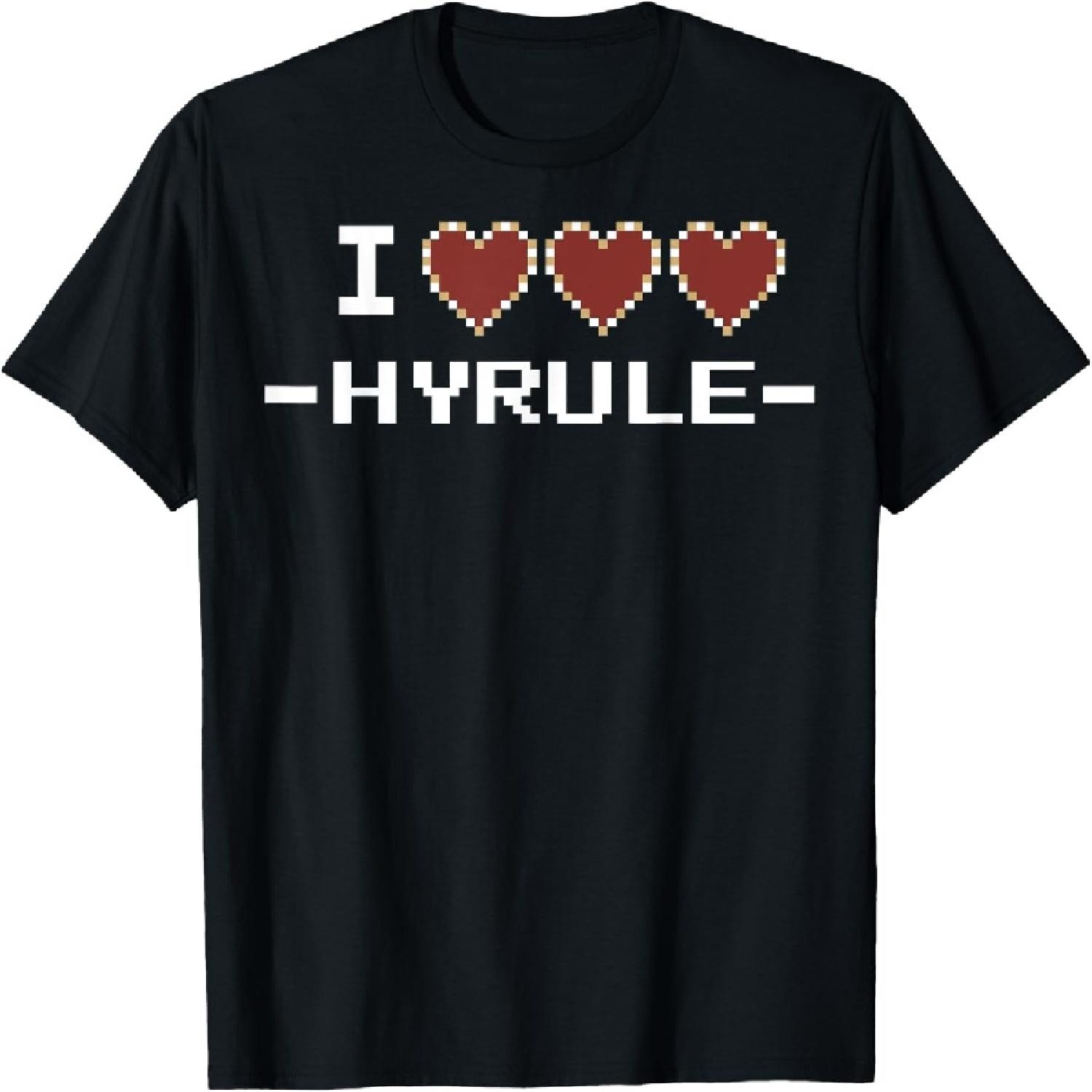 Legend Of Zelda I Heart Hyrule Pixel Art Text T-Shirt XXXXXL