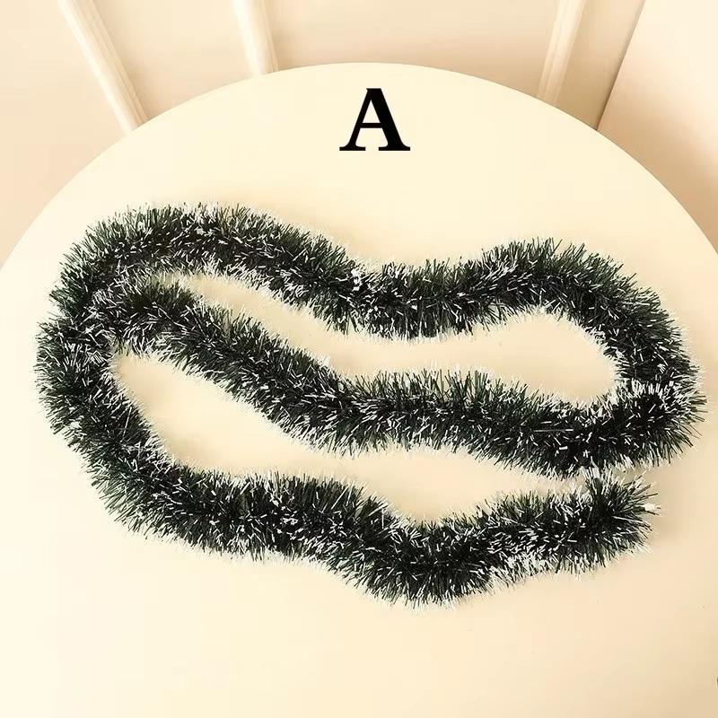 2M Christmas Tinsel Ribbons Green Cane Ribbon Garland Xmas Tree Hanging Pendent Ribbons Wreath Ornaments Party Home Decoration