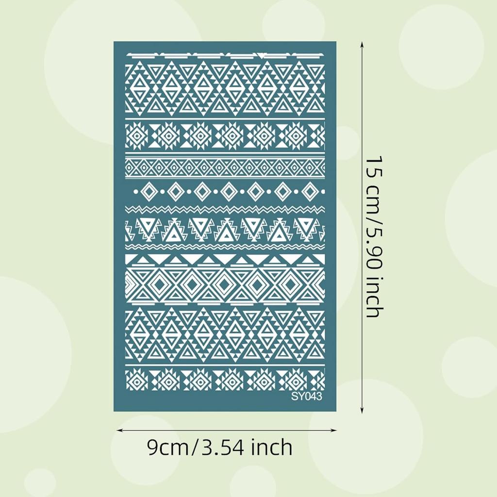 Silk Screen Stencil for Clay, Durable Boho Pattern Printing Kit DIY Craft Jewelry, Clay Silk Screen for Earrings Decoration, 3 PCS Each 5.9" X 3.5"