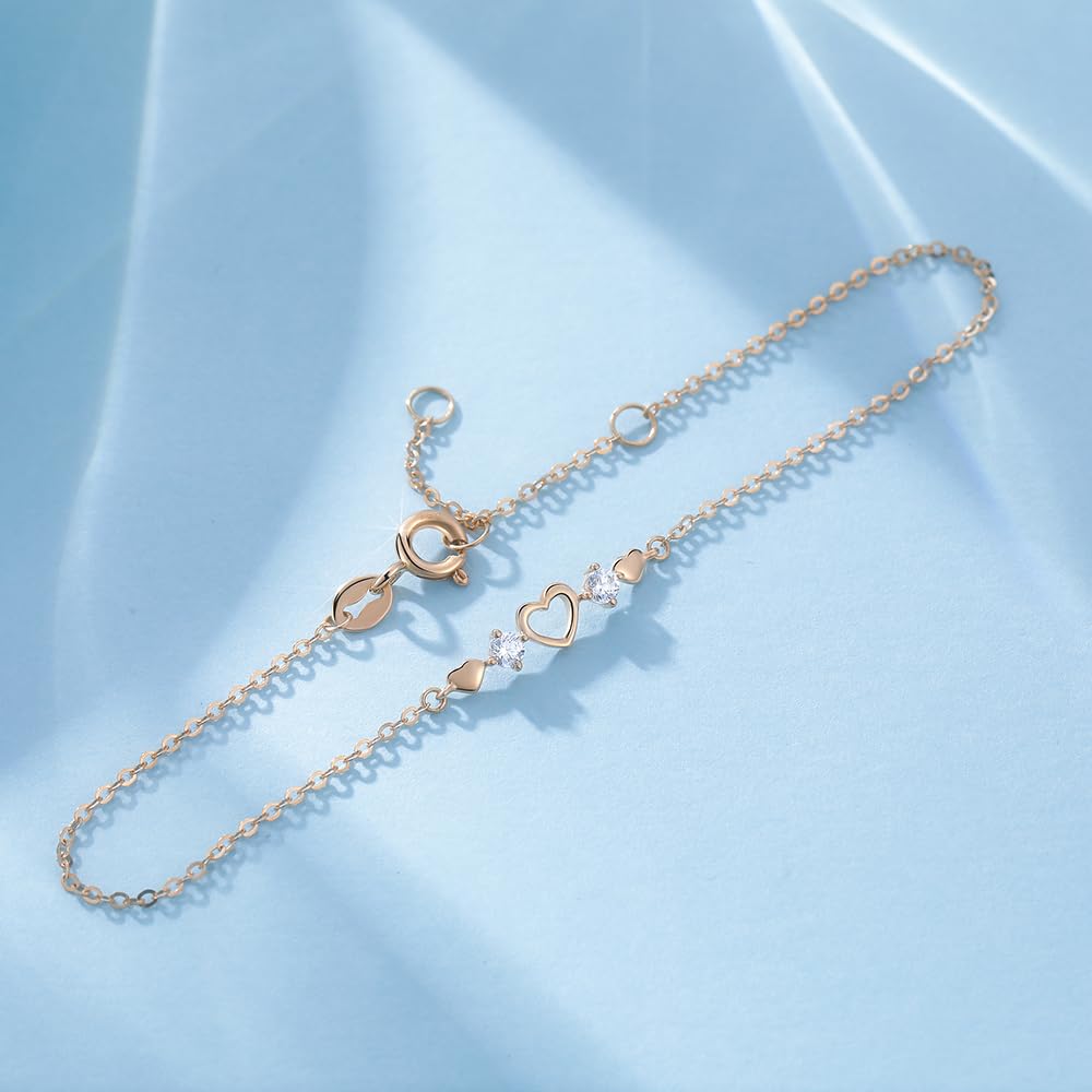 FANCIME 18K Pink Gold Bracelet for Luxury Cubic Zirconia Heart Perfect for and Gift Wrapping Women, Motif, Mother's Day, Christmas, Birthdays,
