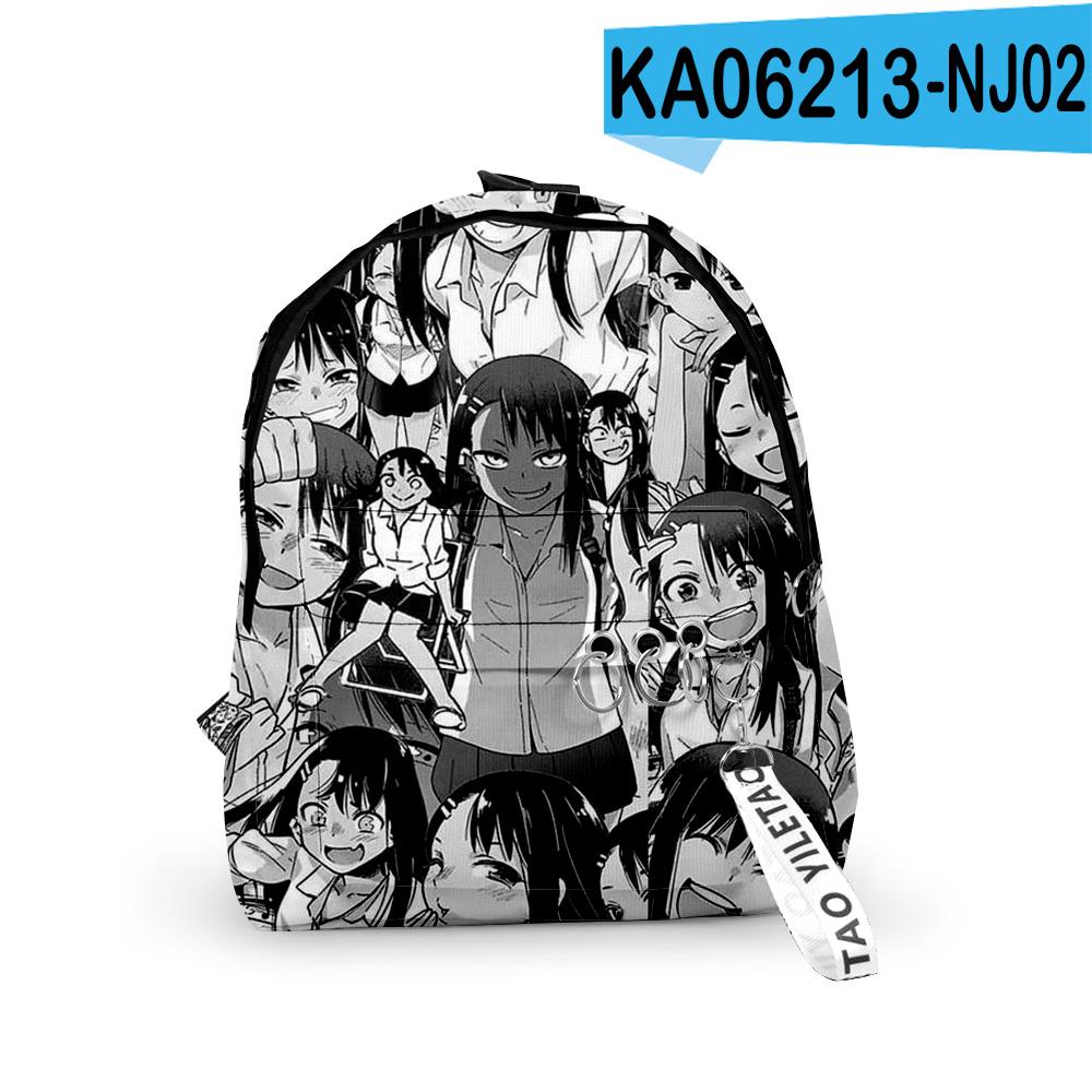 Popular Cool Nagatoro Notebook Backpack Boys/Girls Pupil School Bags 3D Print Keychains Oxford Waterproof Cute Small Backpacks