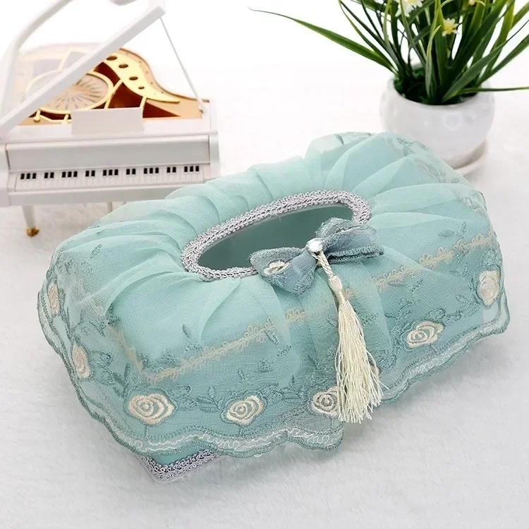 Rectangle Cloth Plastic Tissue Box Home Living Room Dining Table Decorate Lace European Style Originality Tissue Storage Boxes