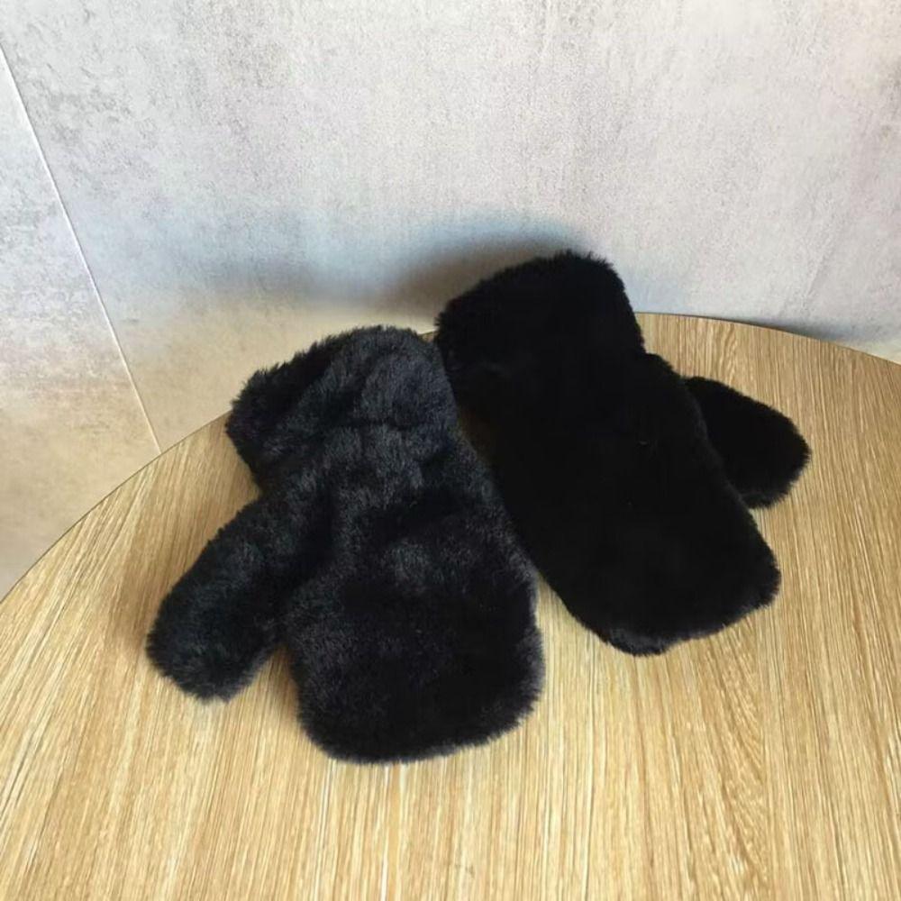 Thick Warm Winter Fleece Mittens Plush Kids Full Finger Gloves Children Gloves For 3-8Y Kids