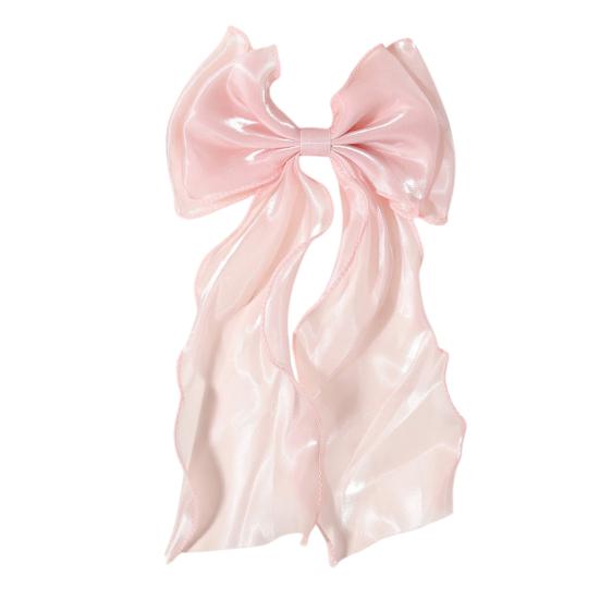 Women Hairpin Cartoon Bowknot Long Ribbon Decor Back Head Hair Clip Hair Styling Tool Hair Accessory