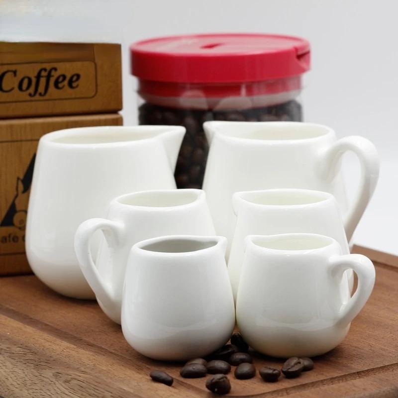 50/100/220ML Mini Ceramic Milk Jug Espresso Coffee Cream Jugs Kitchen Sauce Cup Serving Pitcher White Heat-resistant Milk Cup