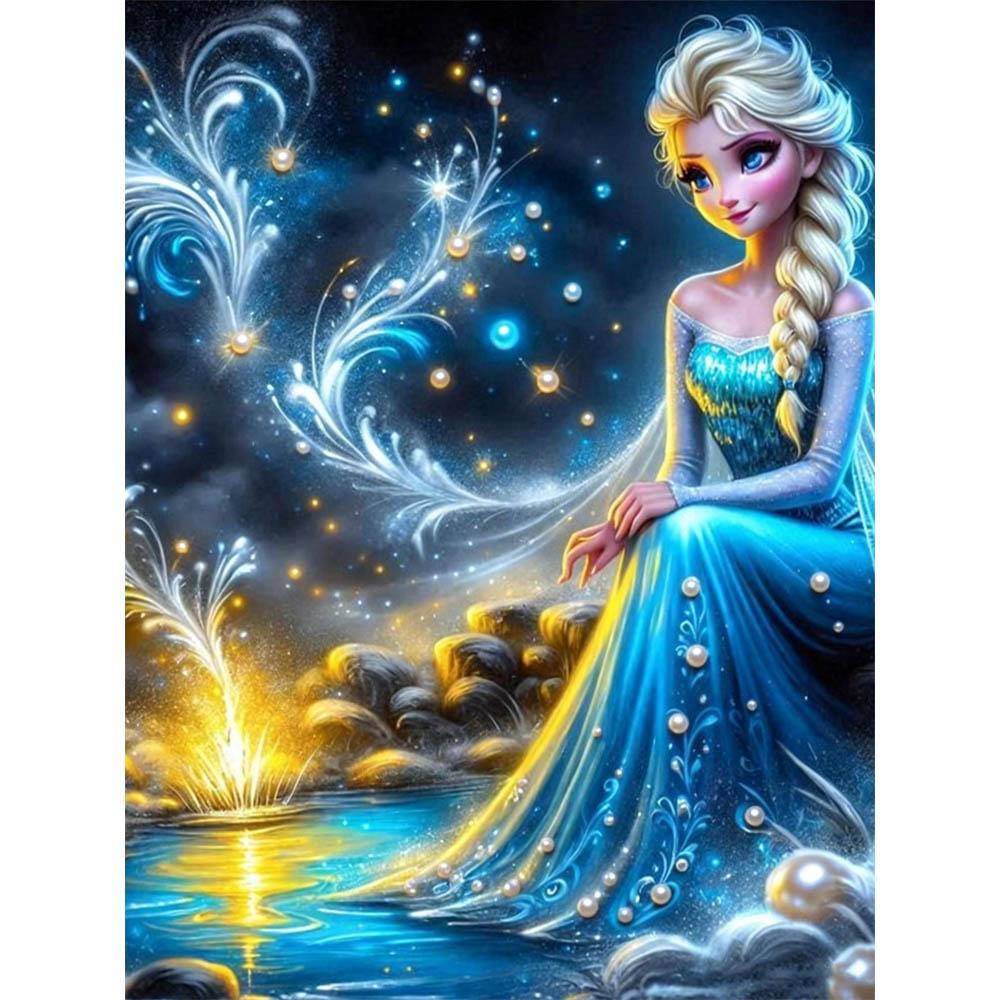 

DisneyFrozen Princess Elsa Pearl Inlay Painting A purely handmade pearl embroidery art piece, featuring both gift and home decoration design functions 35x45cm