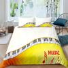 Klaviertasten Königin König Bettbezug 3D Cartoon Musiknoten Bettwäsche Set für Jungen Jugendliche Erwachsene Mode Musik Polyester Bettdeckenbezug