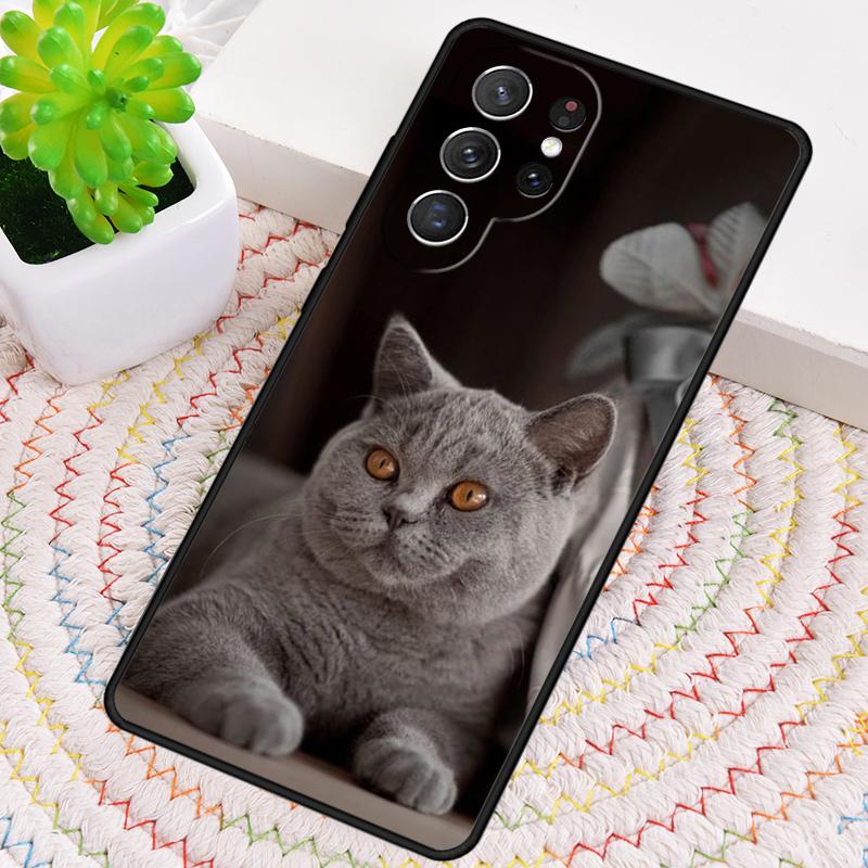 Grey British Shorthair Cat Silicone Phone Case For Samsung Galaxy note 10 pro S26 S25 S24 S23 S22 S21 Plus S25Ultra Capa Cover