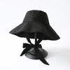 Summer Spring Tie Bucket Hat Women Big Brim Fisherman Hat Foldable Sunscreen Chic Cotton Linen Beach Sun Hat