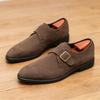 Trend New Pointed  Suede Leather Monk Strap Shoes For Men Brand Designer Formal Wedding Dress Homecoming Sapatos Tenis Masculino