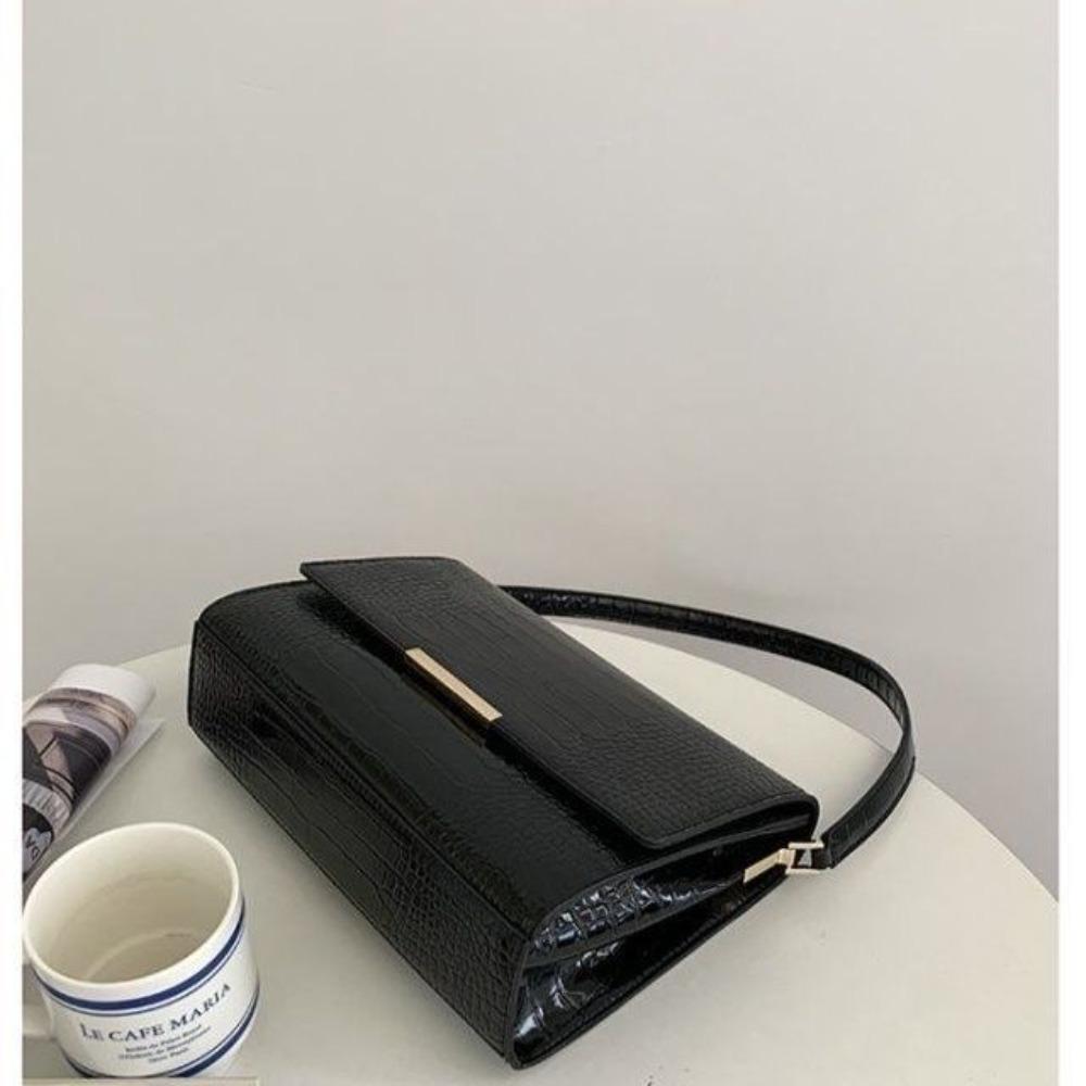 New Summer Ins Niche Bag Black Bag French Underarm Bag Commuter Luxury Crocodile Pattern Crossbody Bag